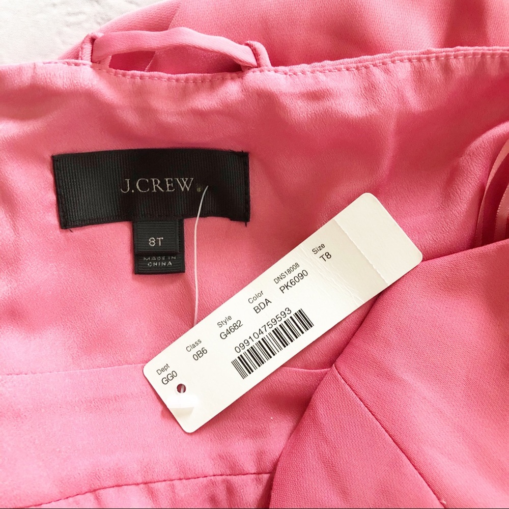 J. Crew drapey spaghetti-strap dress hot pink 8T - Picture 4 of 5